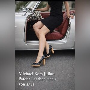 Michael Kors Julian Black Patent Leather with wooden heel